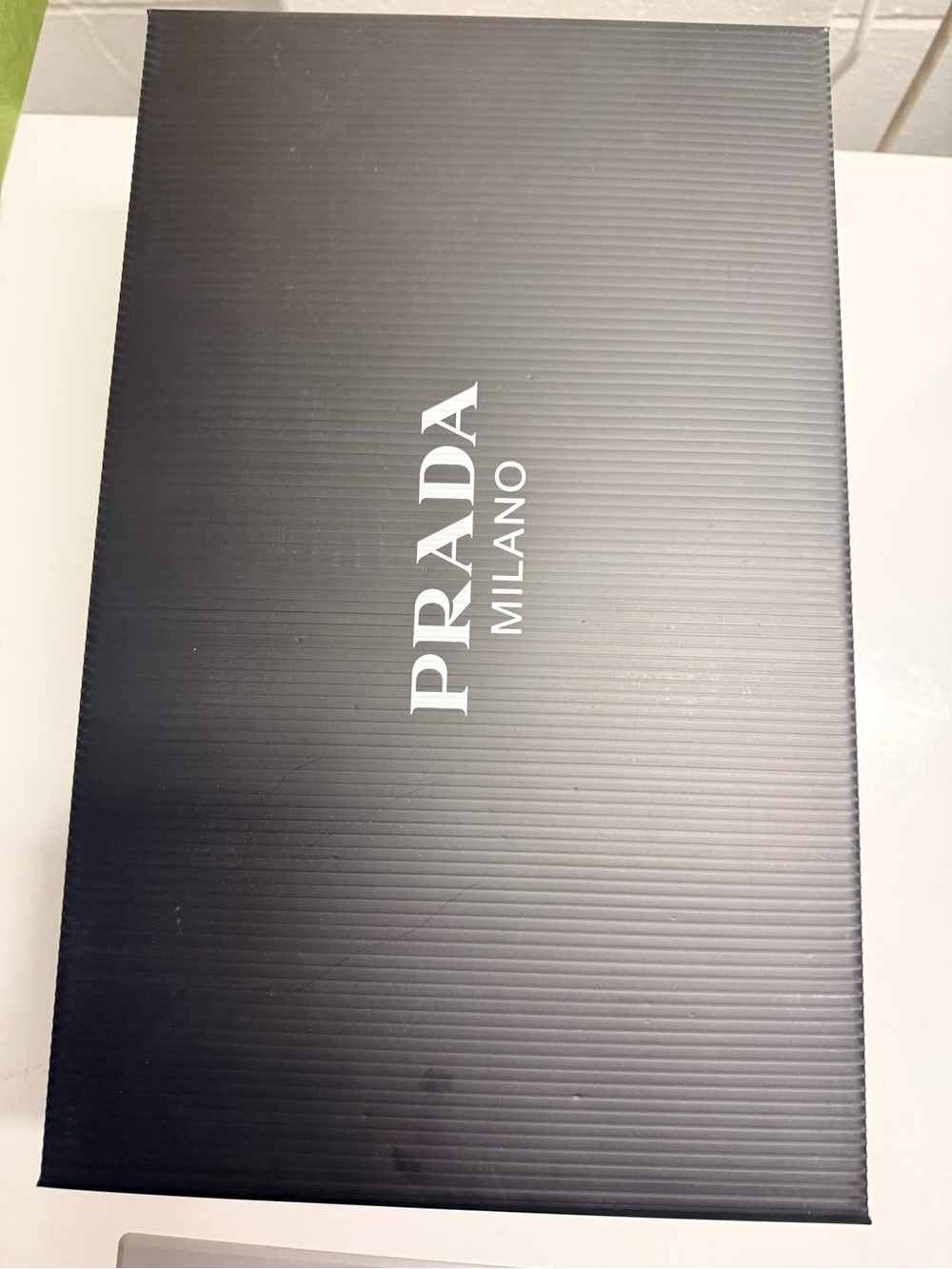 Prada White and Black Leather Low-Top Sneakers - Picture 7 of 9